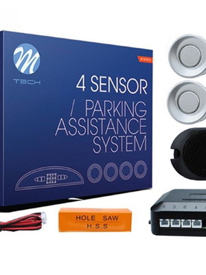 M-TECH parking system 9-15V with 4 silver 18mm sensors and buzzer