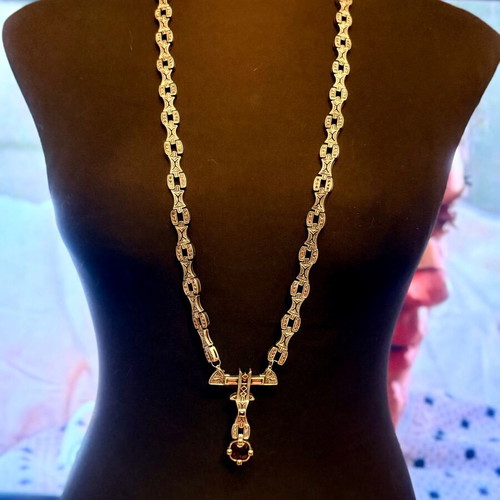 Etalon Jenavi jewelry new, brown and silver, belt and necklace