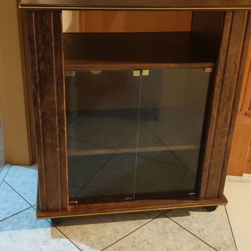 Furniture with wheels used with glass doors
