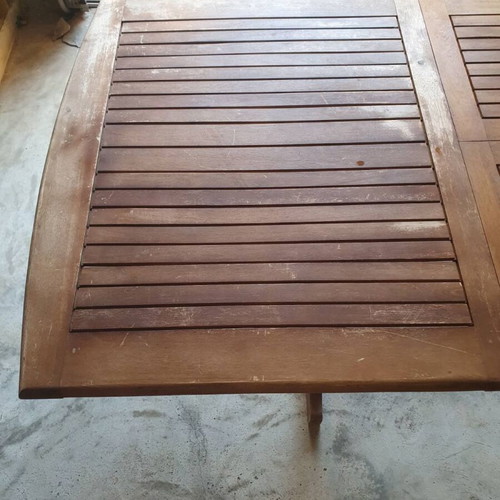 Wooden extendable garden table used, 150–200 × 90 cm