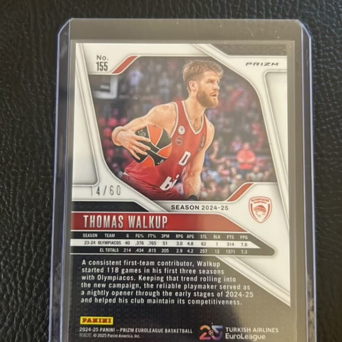 Thomas Walkup Euroleague Prizm Card new