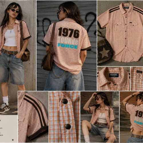 Scotch & Soda Short-Sleeved Check Shirt – Western-Inspired