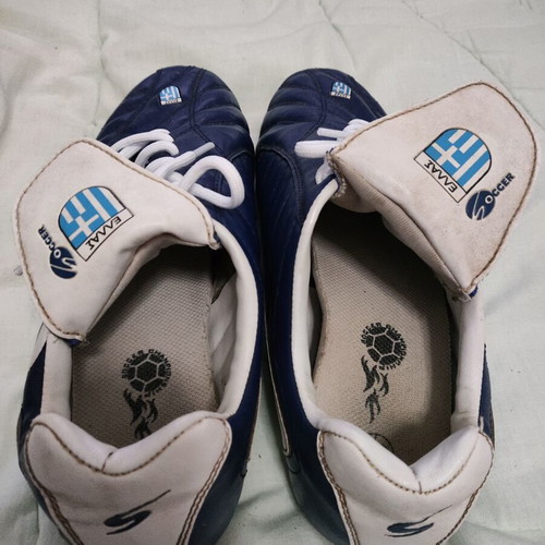 Vintage football boots size 43 with Greece national emblem used