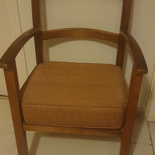 Wooden armchair used, American style, comfortable