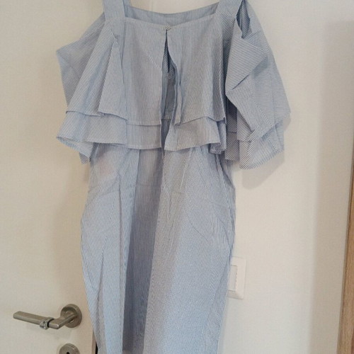 YAS cotton dress medium new, striped light blue shade