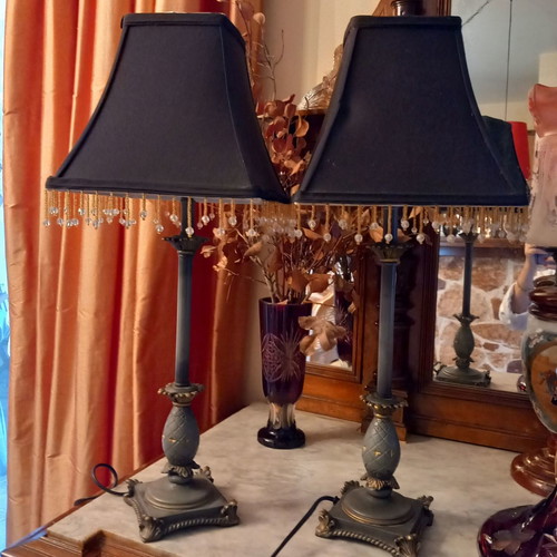 Set of lampshades used, beautiful table lamps 0.60m height