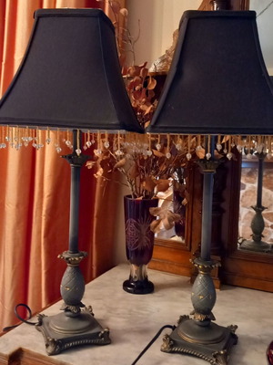 Set of lampshades used, beautiful table lamps 0.60m height