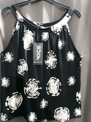 Sleeveless tank top - summer, black color with patterns, Size One Size, new, women