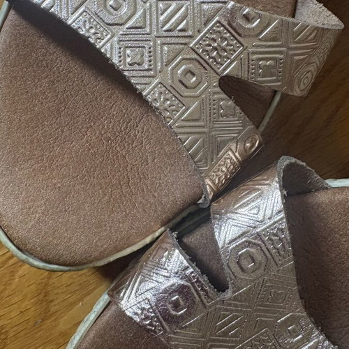 Leather platform sandals size 38 like new, beige and gold