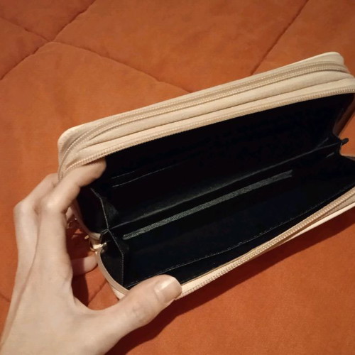 Women's wallet used, pink with detachable strap