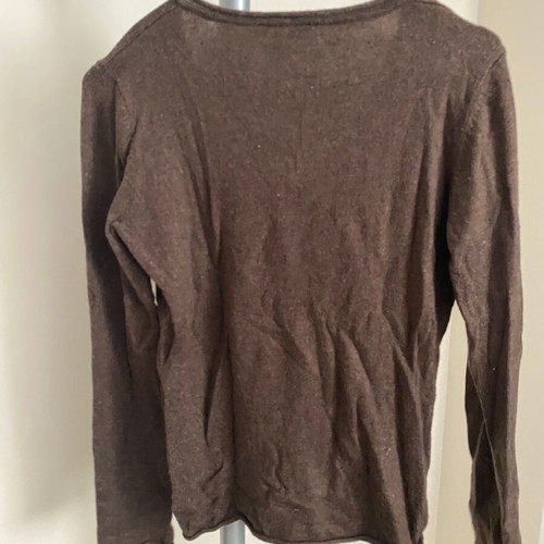 Brown fine knit V-neck jumper used, size S/M by A-Style