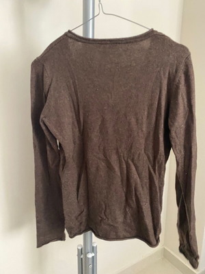Brown fine knit V-neck jumper used, size S/M by A-Style