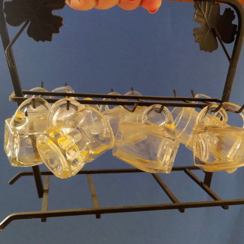 Ouzo glass set like new with 11 glasses and stand