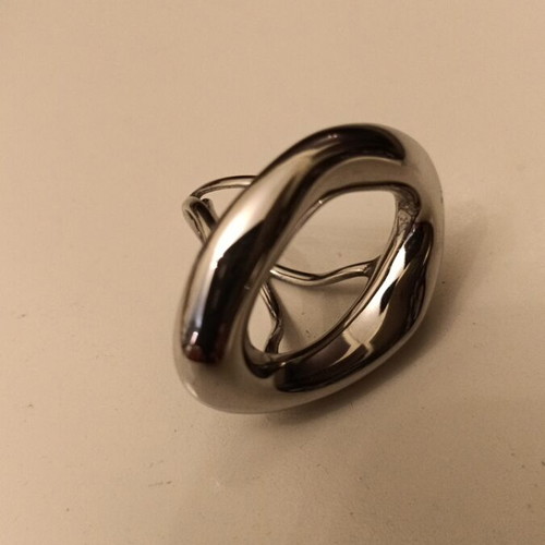 Hammered bracelet and adjustable ring set new, silver steel