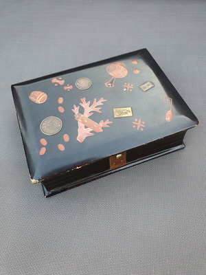 Antique Japanese Meiji-Taishō Lacquer Bunko Book-Box used