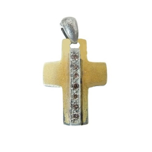 Handmade silver gold-plated cross motif 925 with zircon new