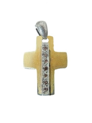 Σταυρός χειροποίητος ασημένιος επίχρυσος μοτίφ 925 με ζιργκόν καινούργιος