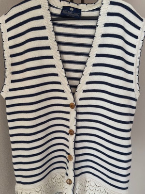 Cotton Too striped knitted cardigan like new, size M/L, white and blue