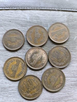 Japanese coins used, pack of 8