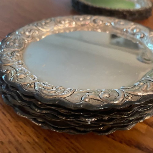 Gianniotika silver-plated plates used, pack of 20, handmade carving
