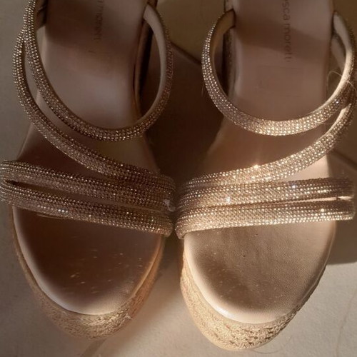 Beige platform sandals size 37