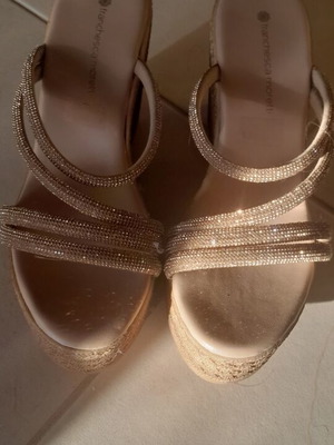 Beige platform sandals size 37