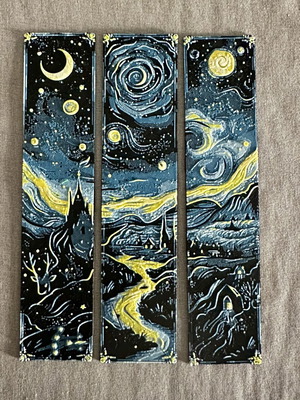 Premium 3D Printed Bookmark Starry Night, new