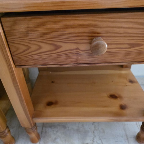 Nightstand made of Swedish wood like new with glass top protection