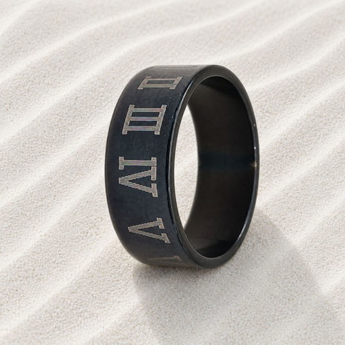 Steel ring with Latin numerals new, black