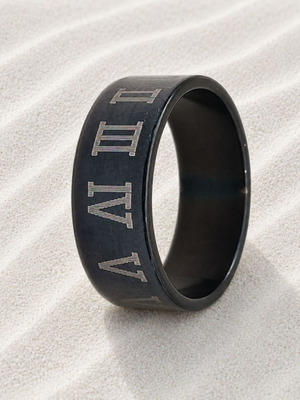 Steel ring with Latin numerals new, black