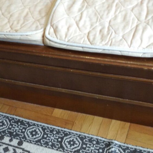 Wooden double bed used 220x158 cm with storage headboard