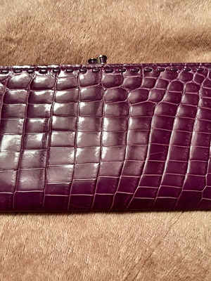 Bottega Veneta purple exotic leather wallet like new