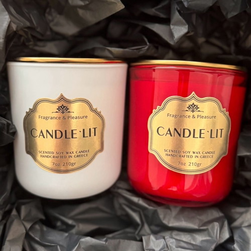 Candle’Lit Luxury soy candle with jasmine scent and gold lid