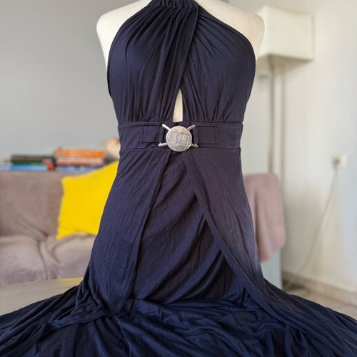 JLo long backless dress new, black, size M