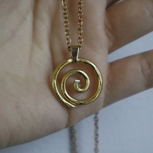 Steel necklace with spiral new, gold-colored