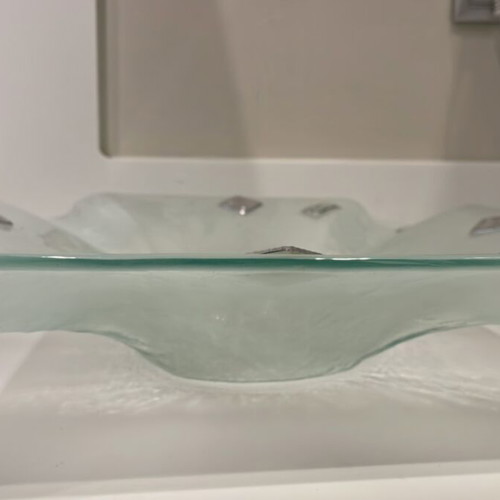 Vetropolis Square Deep Serving Platter like new with Metal Details