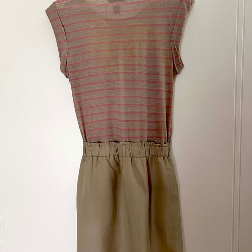 Linen dress Mango like new, beige and pink stripes, size S