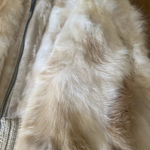 Natural rabbit fur jacket, beige, size M