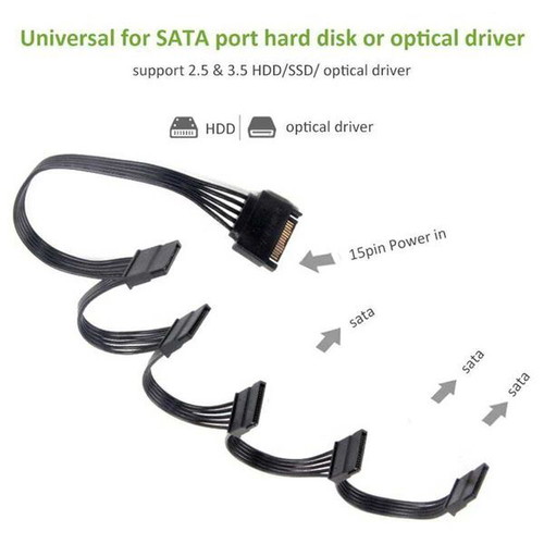 SATA power cable splitter new, 1 to 5 SATA connectors