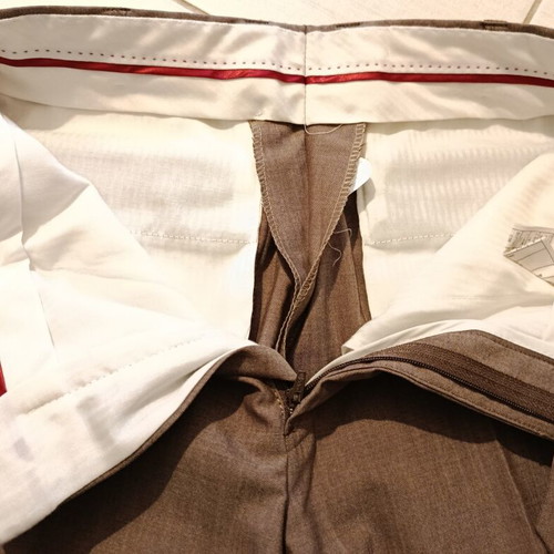 Glou Collection men's wool fabric pants like new, beige and brown, size L