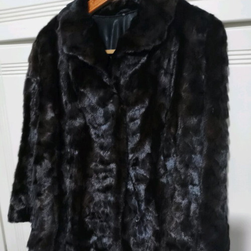 Mink fur used, natural, size 46, black