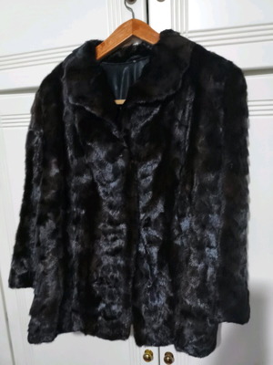 Mink fur used, natural, size 46, black