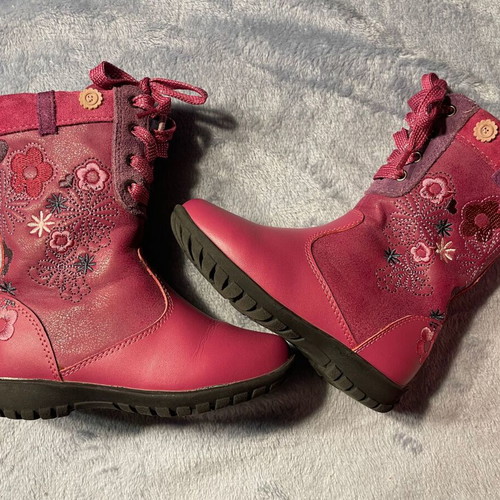 Crocodilino kids leather boots size 26 like new, fuchsia