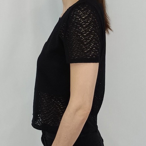 Sugar black lace short-sleeve blouse like new, size S
