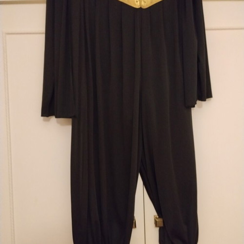 Women's black jersey set with gold belt and jacket used