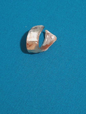 Handmade ring new, copper with melted silver