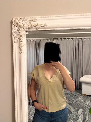 Zara basic μπλουζάκια V-neck σαν καινούργια, σετ 2, nude και κοραλί, Small