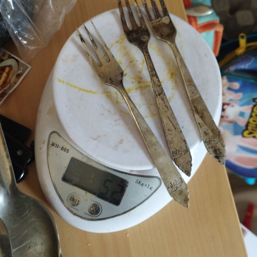 Set of 3 silver 800 forks used with Greek monogram 19th century