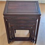 4 Chinese Set of Dark Brown Hardwood Nesting Tables - 4 Κινέζικο σετ από σκούρο καφέ τραπέζια από σκληρό ξύλο