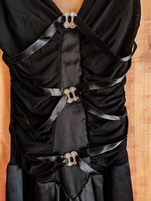 Gothic corset style dress with spaghetti straps and rhinestone details, like new